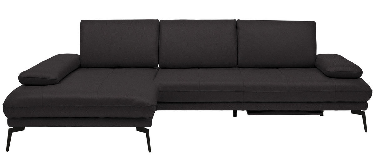 ECKSOFA Dunkelbraun Echtleder  - Dunkelbraun/Schwarz, Design, Leder/Metall (187/273cm) - Celina Home