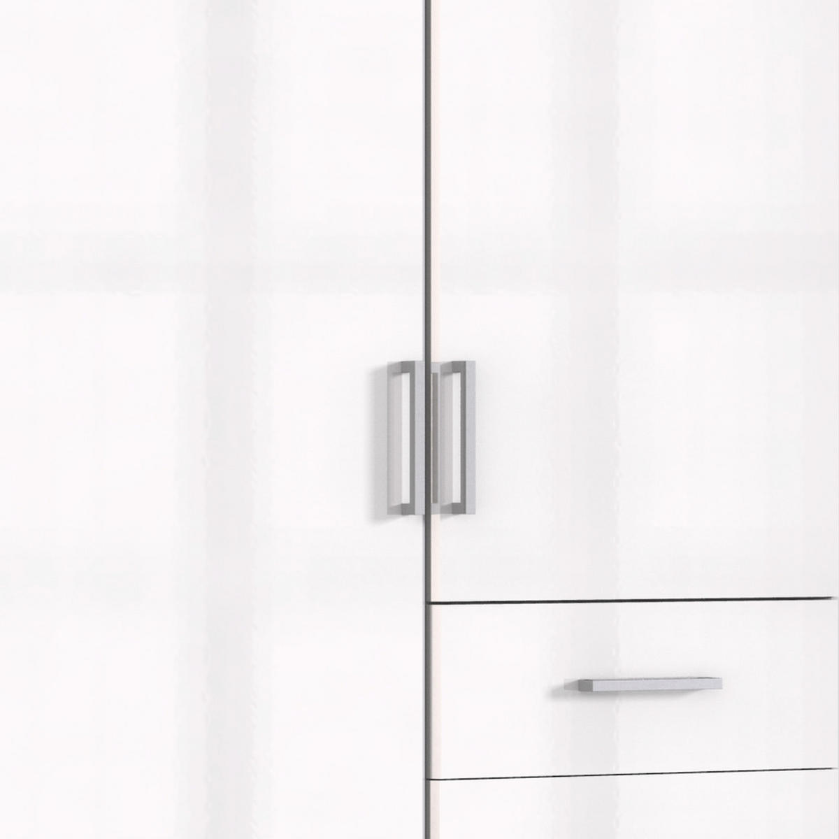 KLEIDERSCHRANK  in Weiß, Weiß Hochglanz  - Chromfarben/Weiß Hochglanz, Basics, Holzwerkstoff (91/199/58cm) - MID.YOU