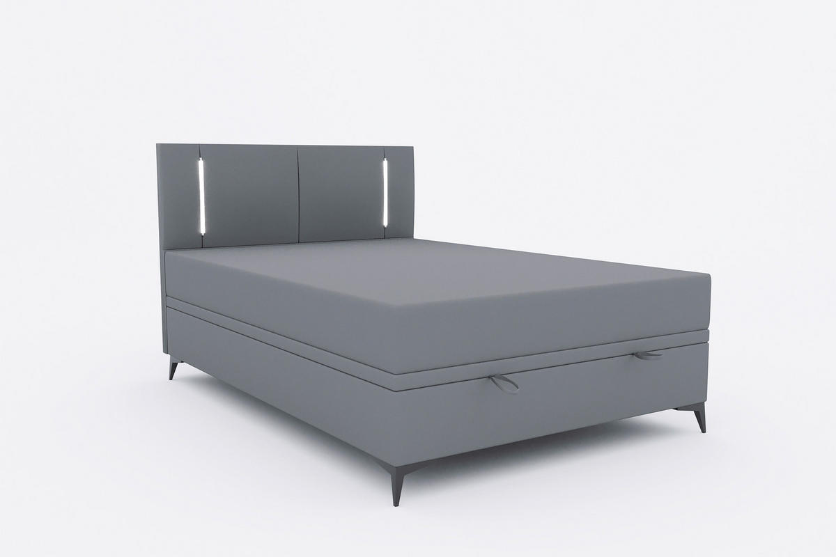 BOXBETT 140/200 cm  in Dunkelgrau  - Dunkelgrau/Schwarz, KONVENTIONELL, Textil/Metall (140/200cm) - Modante