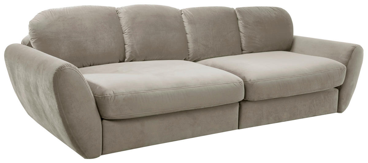 BIGSOFA Flachgewebe Grau, Sandfarben  - Sandfarben/Schwarz, MODERN, Kunststoff/Textil (290/96/113cm) - Cantus