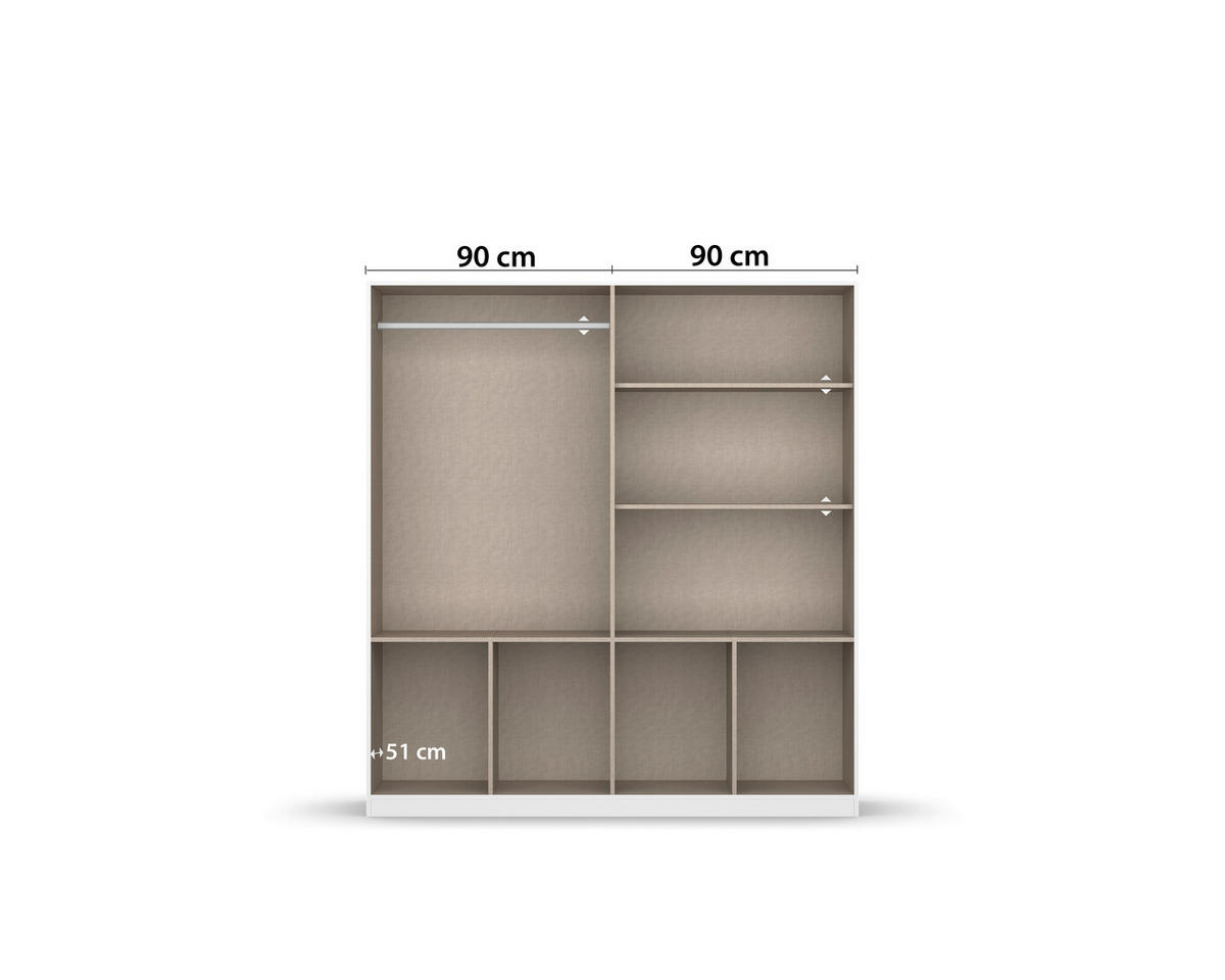 DREHTÜRENSCHRANK 4-türig  - Chromfarben/Weiß, MODERN, Holzwerkstoff/Kunststoff (181/210/54cm) - Rauch Möbel