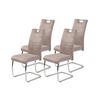 SCHWINGSTUHL-SET 4 Stück  in Stahl Lederlook  - Chromfarben/Beige, MODERN, Textil/Metall (43/98/59cm) - MID.YOU