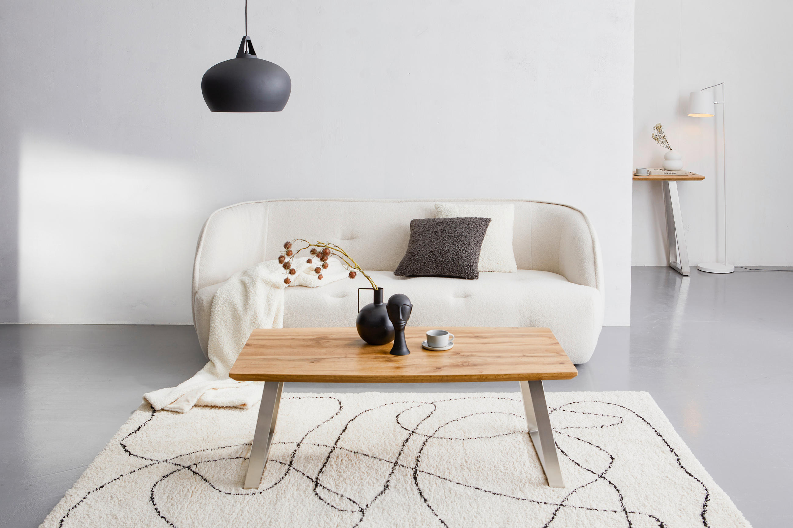 COUCHTISCH rechteckig Eichefarben, Edelstahlfarben 120/44/60 cm  - Edelstahlfarben/Eichefarben, MODERN, Metall (120/44/60cm) - MID.YOU