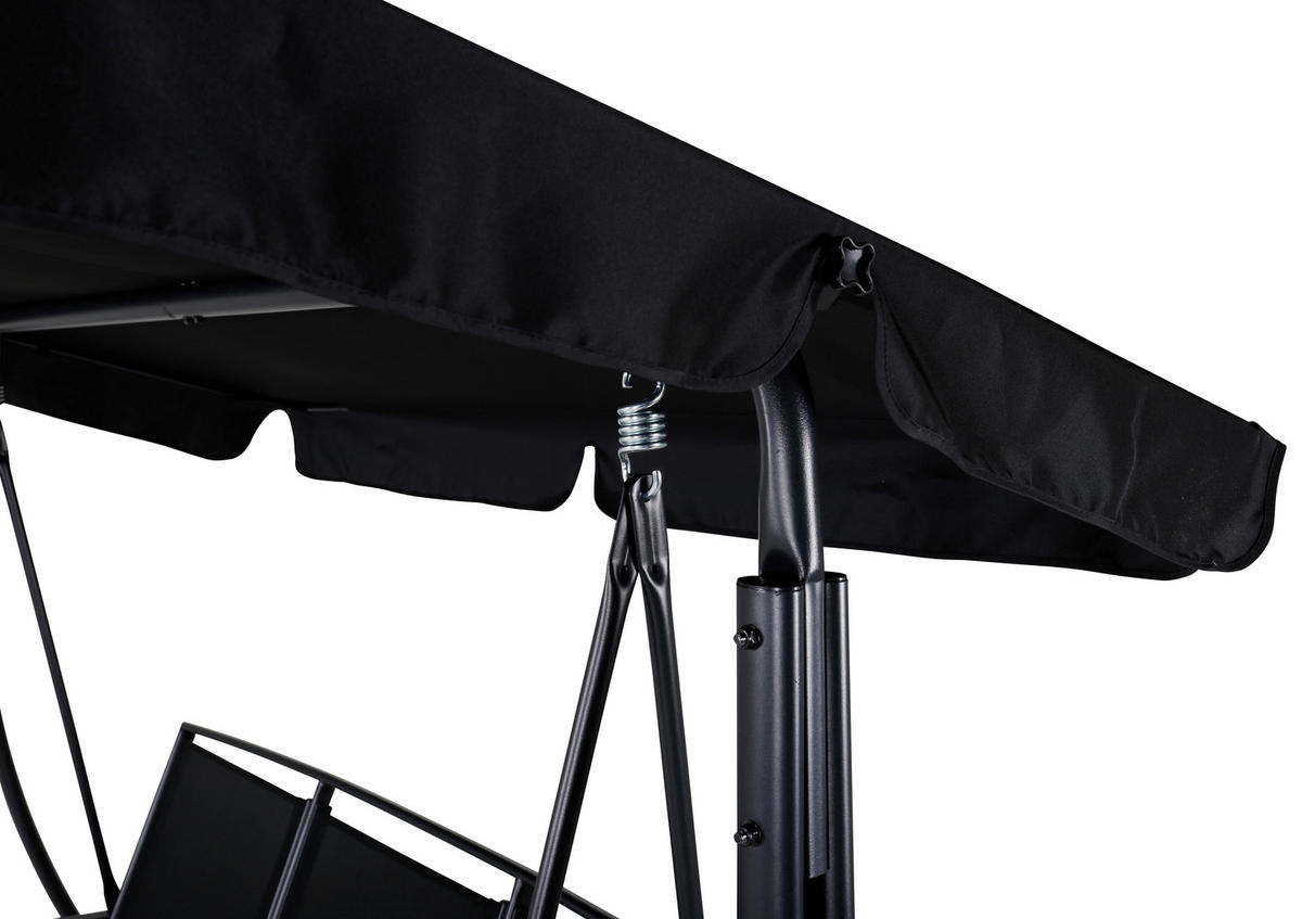 HOLLYWOODSCHAUKEL 203/160/122 cm  - Schwarz, KONVENTIONELL, Textil/Metall (203/160/122cm) - Gardenson