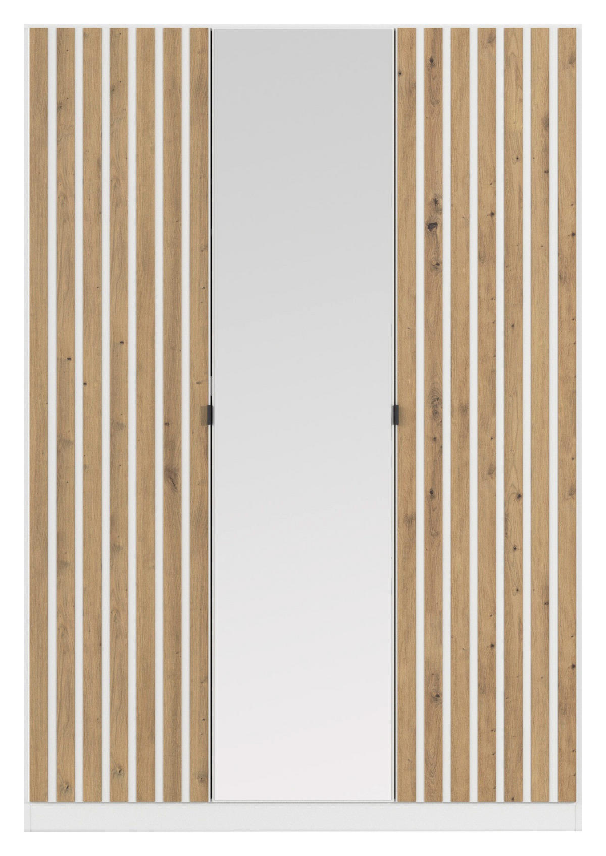 DREHTÜRENSCHRANK 136/197/54 cm,  in Weiß, Eiche Artisan, 3-türig  - Weiß/Eiche Artisan, MODERN, Holzwerkstoff/Metall (136/197/54cm) - Rauch Möbel