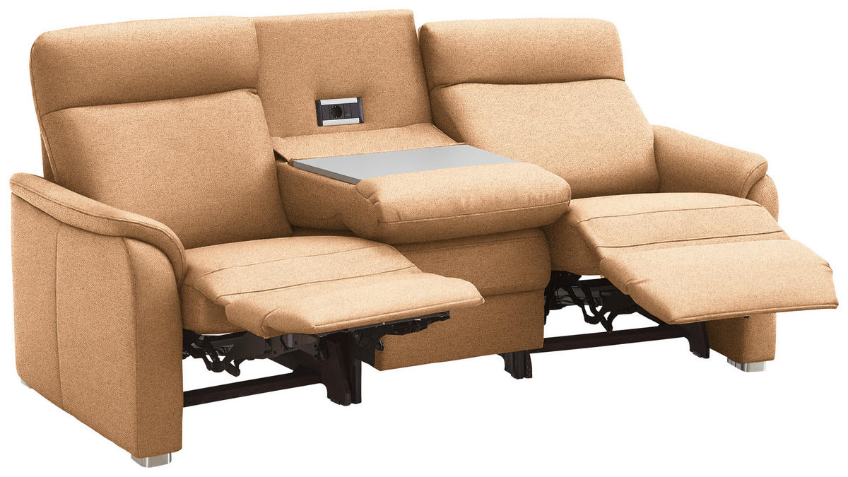 TRAPEZSOFA Flachgewebe Gelb  - Gelb/Alufarben, Konventionell, Textil/Metall (218/107/103cm) - Beldomo Comfort