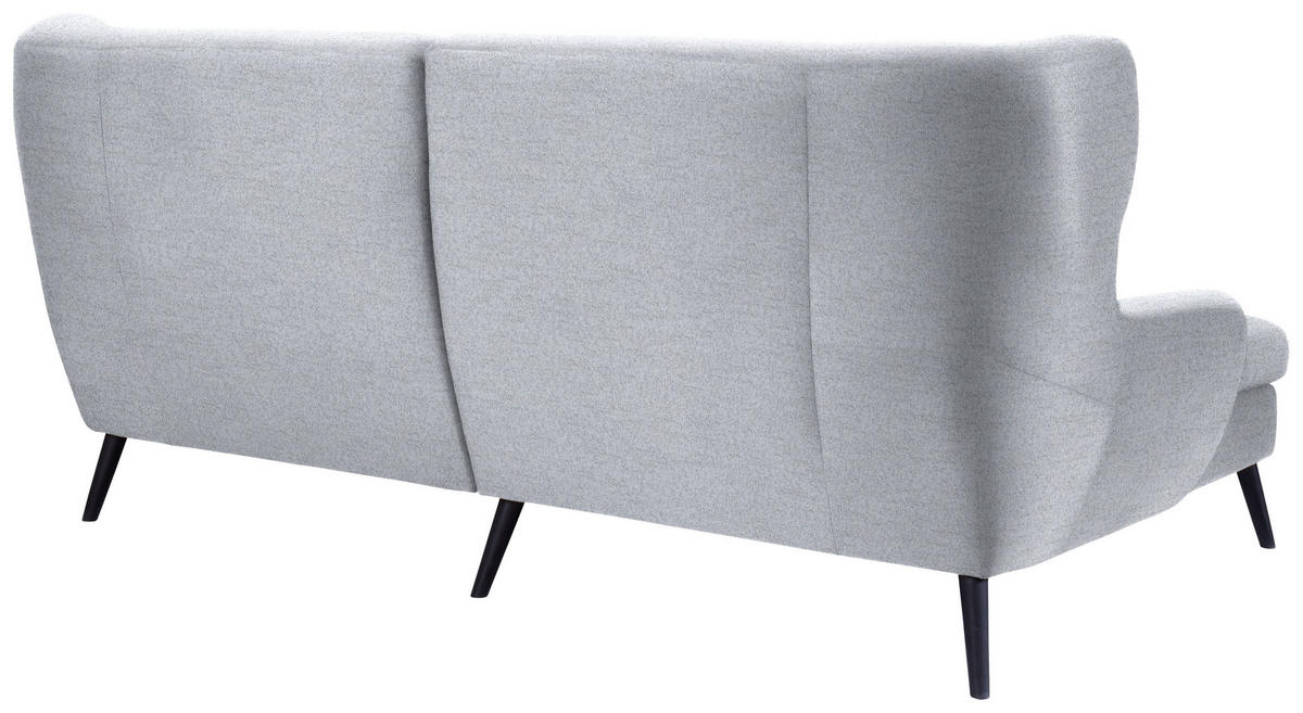 ECKSOFA in Flachgewebe Hellgrau  - Hellgrau/Schwarz, Design, Holz/Textil (165/237cm) - Stylife
