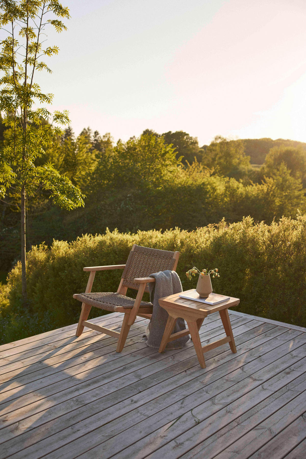 LOUNGETISCH 45/45/42 cm Holz Naturfarben, Teakfarben quadratisch  - Naturfarben/Teakfarben, Natur, Holz (45/45/42cm) - Gardenson