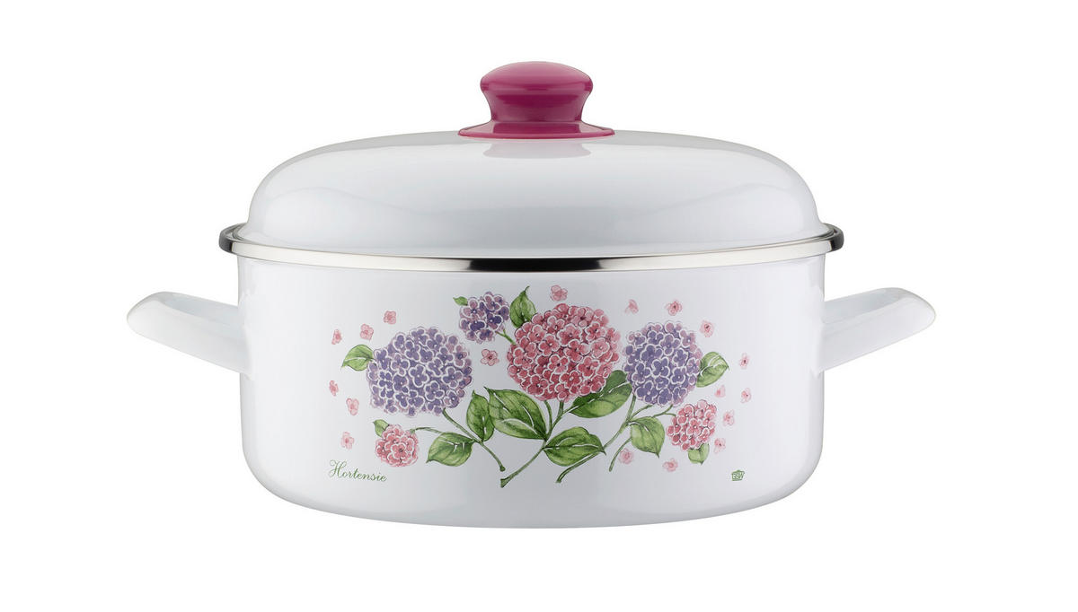 KOCHTOPFSET HORTENSIE 4-teilig  - Weiß, Basics, Metall - GSW
