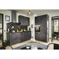 ECKKÜCHE 220/120 cm  in Graphitfarben, Schwarz, Dunkelgrau  - Dunkelgrau/Schwarz, Design, Holzwerkstoff/Metall (220/120cm) - Xora