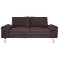 2-SITZER-SOFA in Mikrofaser Dunkelbraun  - Chromfarben/Dunkelbraun, Design, Textil/Metall (194/86/97cm) - Hom`in