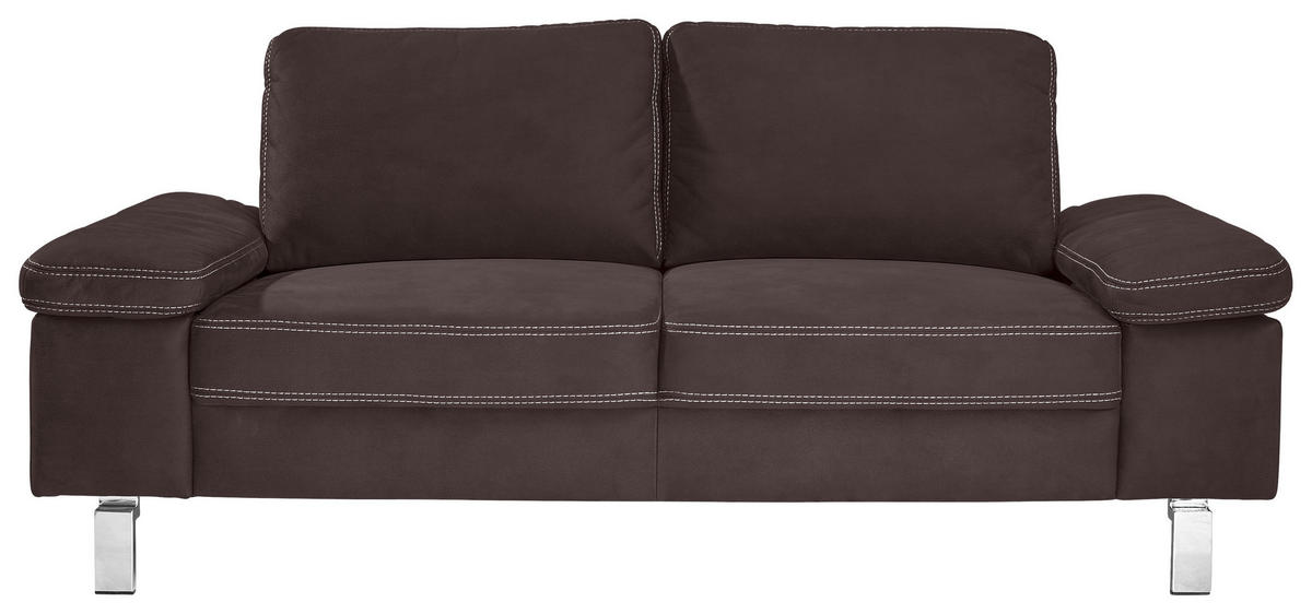 2-SITZER-SOFA in Mikrofaser Dunkelbraun  - Chromfarben/Dunkelbraun, Design, Textil/Metall (194/86/97cm) - Hom`in