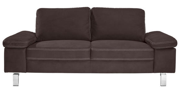 2-SITZER-SOFA in Mikrofaser Dunkelbraun  - Chromfarben/Dunkelbraun, Design, Textil/Metall (194/86/97cm) - Hom`in