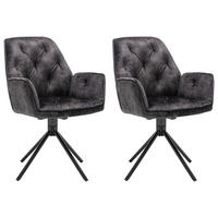 ARMLEHNSTUHL-SET Flachgewebe Anthrazit, Schwarz  - Eichefarben/Anthrazit, Basics, Textil/Metall (59,5/89/62cm) - MID.YOU