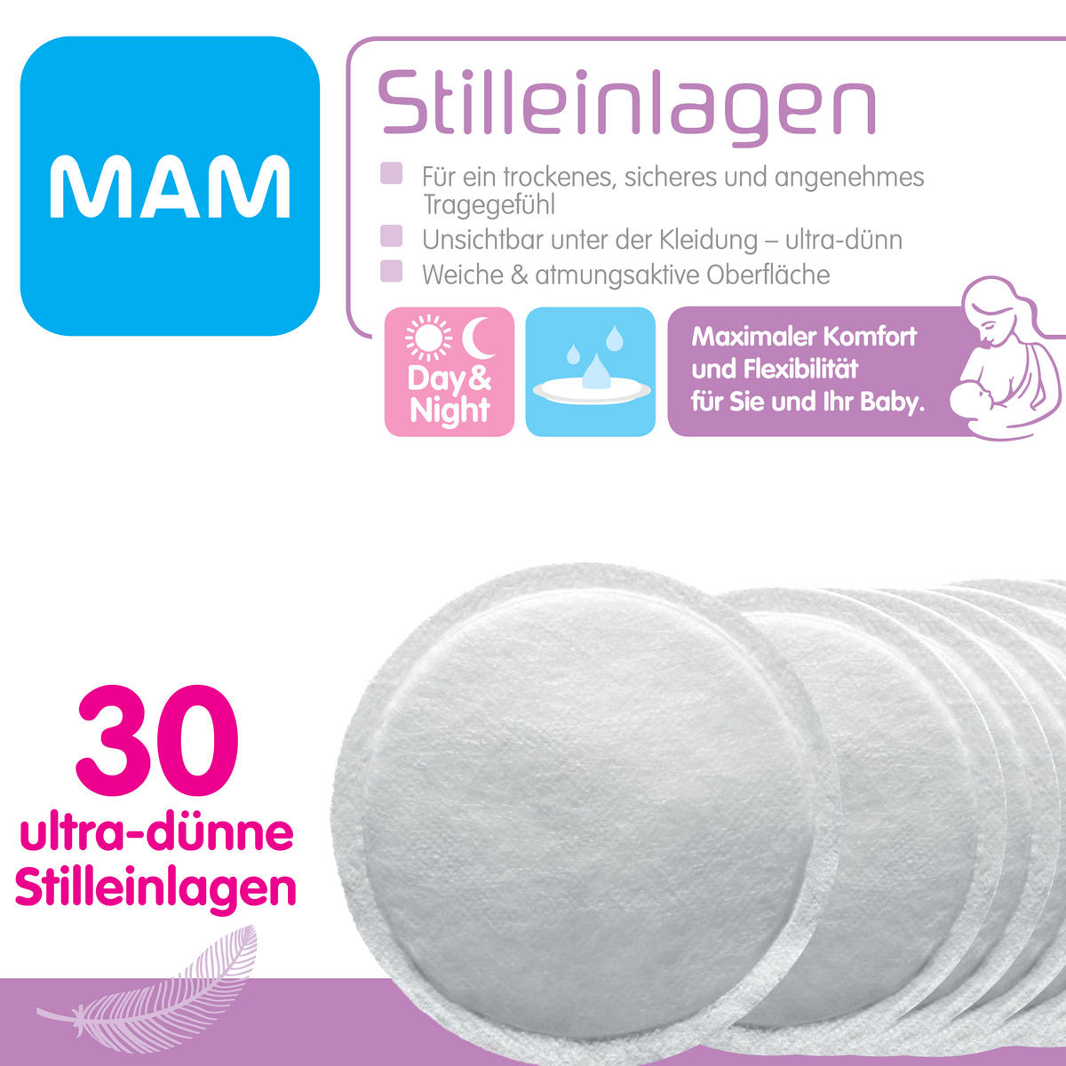 STILLEINLAGEN 30 STK.   - Weiß, Basics, Textil (10,0cm) - MAM