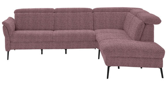 ECKSOFA in Struktur Flieder 275/235 cm - Flieder/Schwarz, MODERN, Textil/Metall (275/235cm) - Cantus