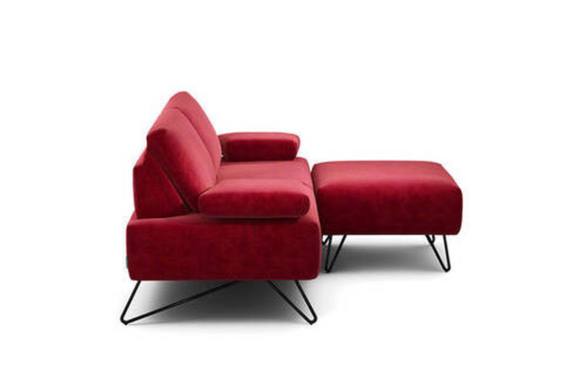 2-SITZER-SOFA in Samt Rot  - Rot/Schwarz, Design, Textil/Metall (164-194/85/86-94cm) - SENSOO