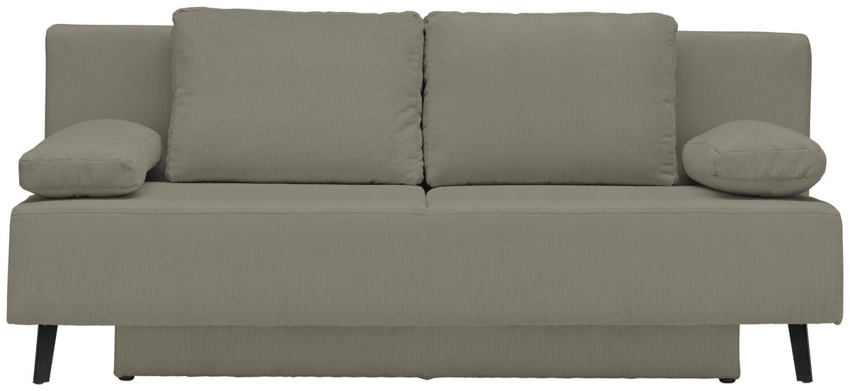 SCHLAFSOFA Cord Taupe  - Taupe/Schwarz, Modern, Textil/Metall (193/85/88cm) - Novel