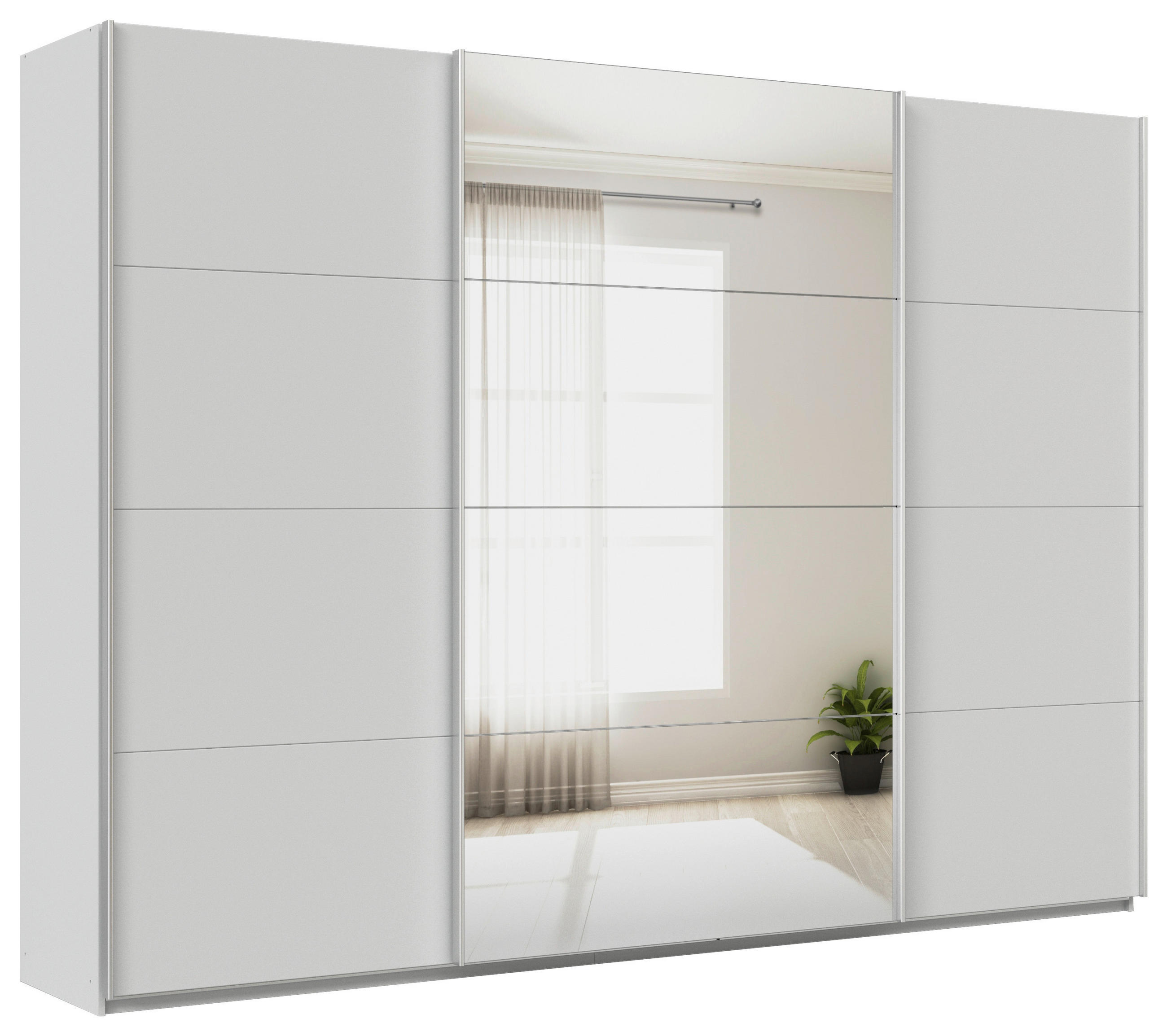 SCHWEBETÜRENSCHRANK Seidengrau  - Seidengrau/Alufarben, Konventionell, Glas/Holzwerkstoff (315/229/62cm) - Xora