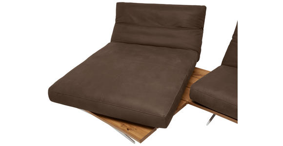 ECKSOFA in Mikrofaser Braun  - Edelstahlfarben/Braun, Natur, Holz/Textil (157/320cm) - Ambiente