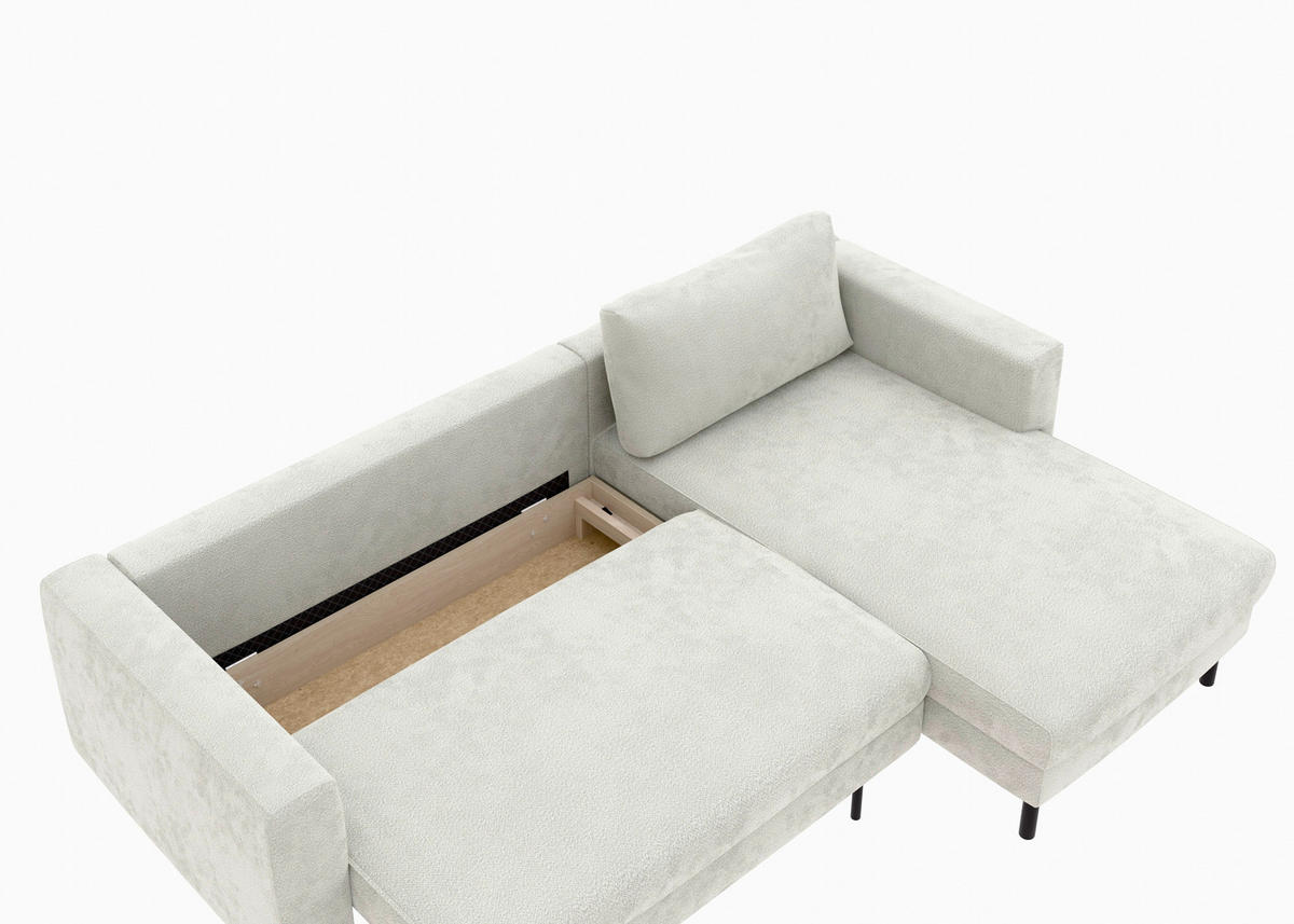 ECKSCHLAFSOFA  in Struktur Weiß  - Schwarz/Weiß, MODERN, Textil/Metall (232/161cm) - Trendmanufaktur