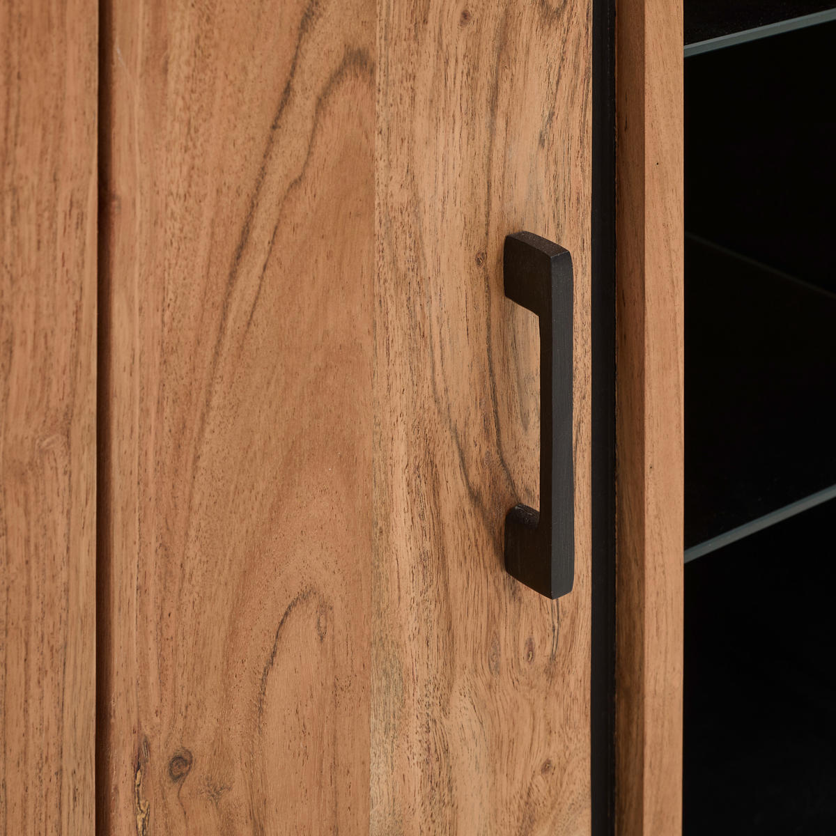 SIDEBOARD  in 175/80/40 cm  - Schwarz/Akaziefarben, Natur, Glas/Holz (175/80/40cm) - Livetastic