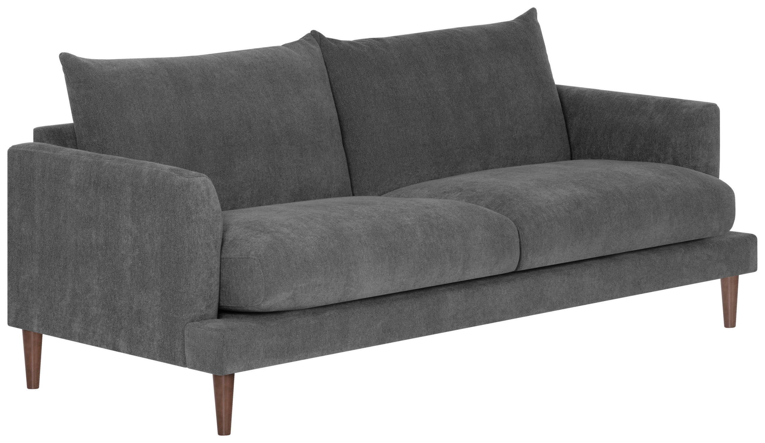 3-SITZER-SOFA Flachgewebe Grau  - Dunkelbraun/Grau, KONVENTIONELL, Holz/Textil (206/82/97cm) - MID.YOU