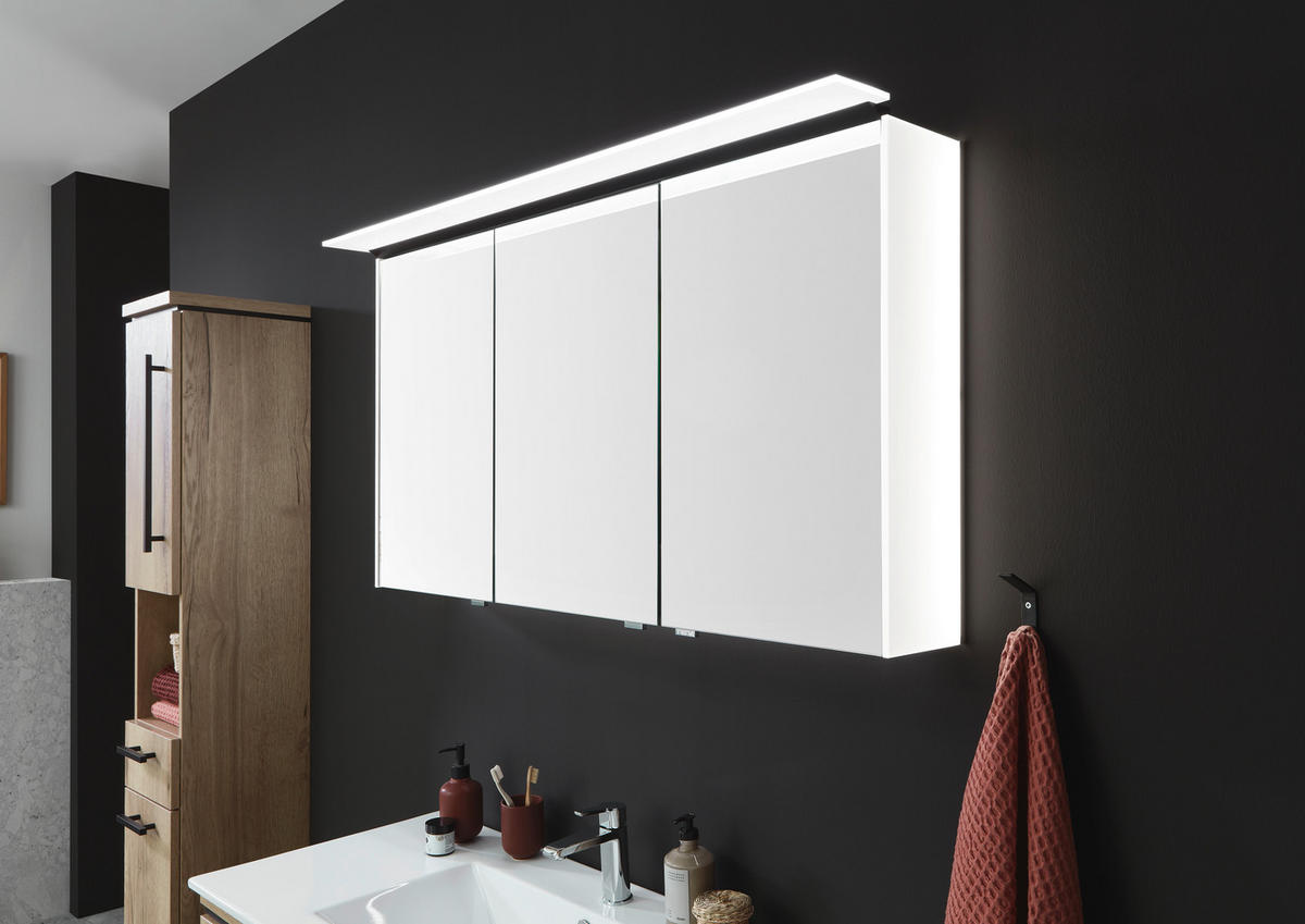 BADEZIMMER  in 123 cm  - Eichefarben/Weiß, MODERN, Glas/Keramik (123cm) - Novel