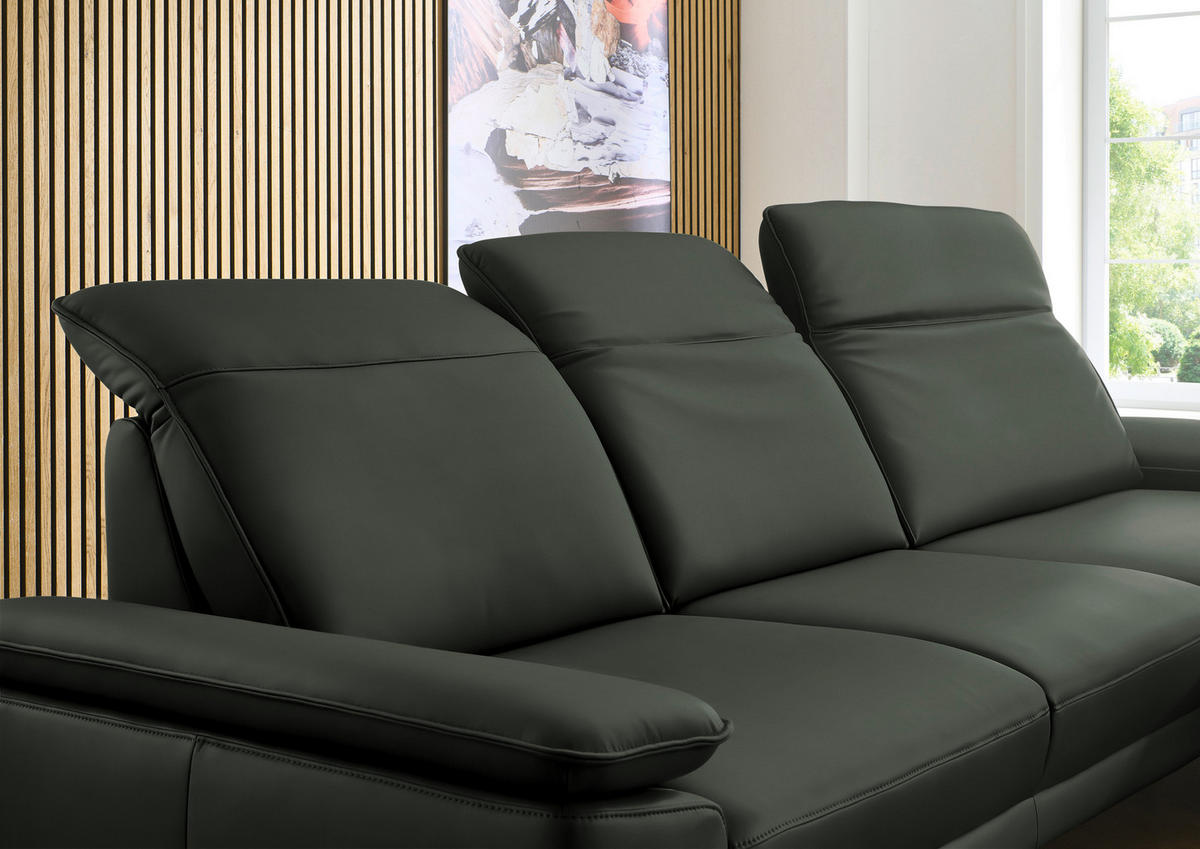 ECKSOFA in Echtleder Dunkelgrün  - Dunkelgrün/Schwarz, Design, Leder/Metall (332/193cm) - Dieter Knoll