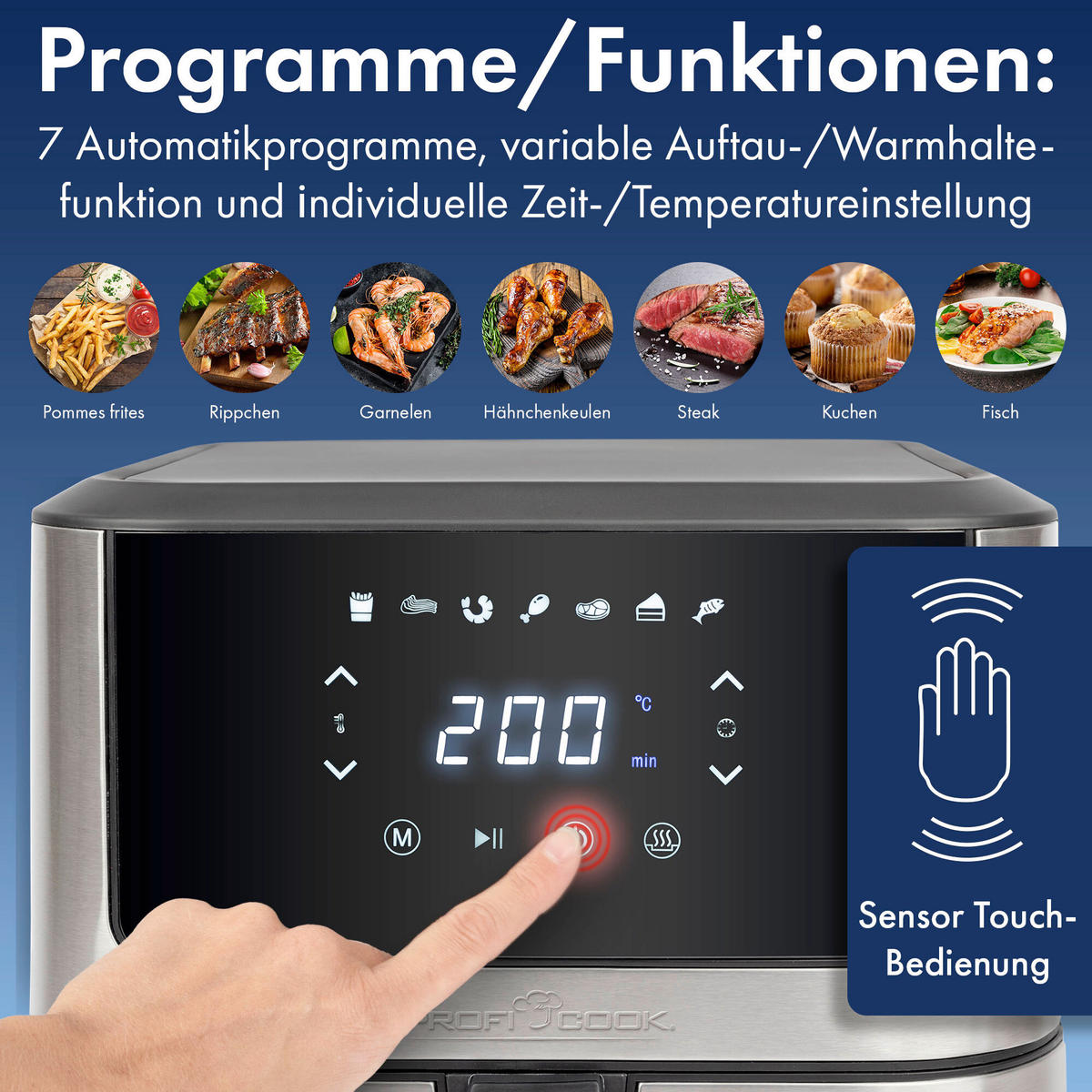 HEIßLUFTFRITTEUSE 8 L  - Edelstahlfarben, Basics, Kunststoff/Metall (29,4/35,9/39,9cm) - Bomann