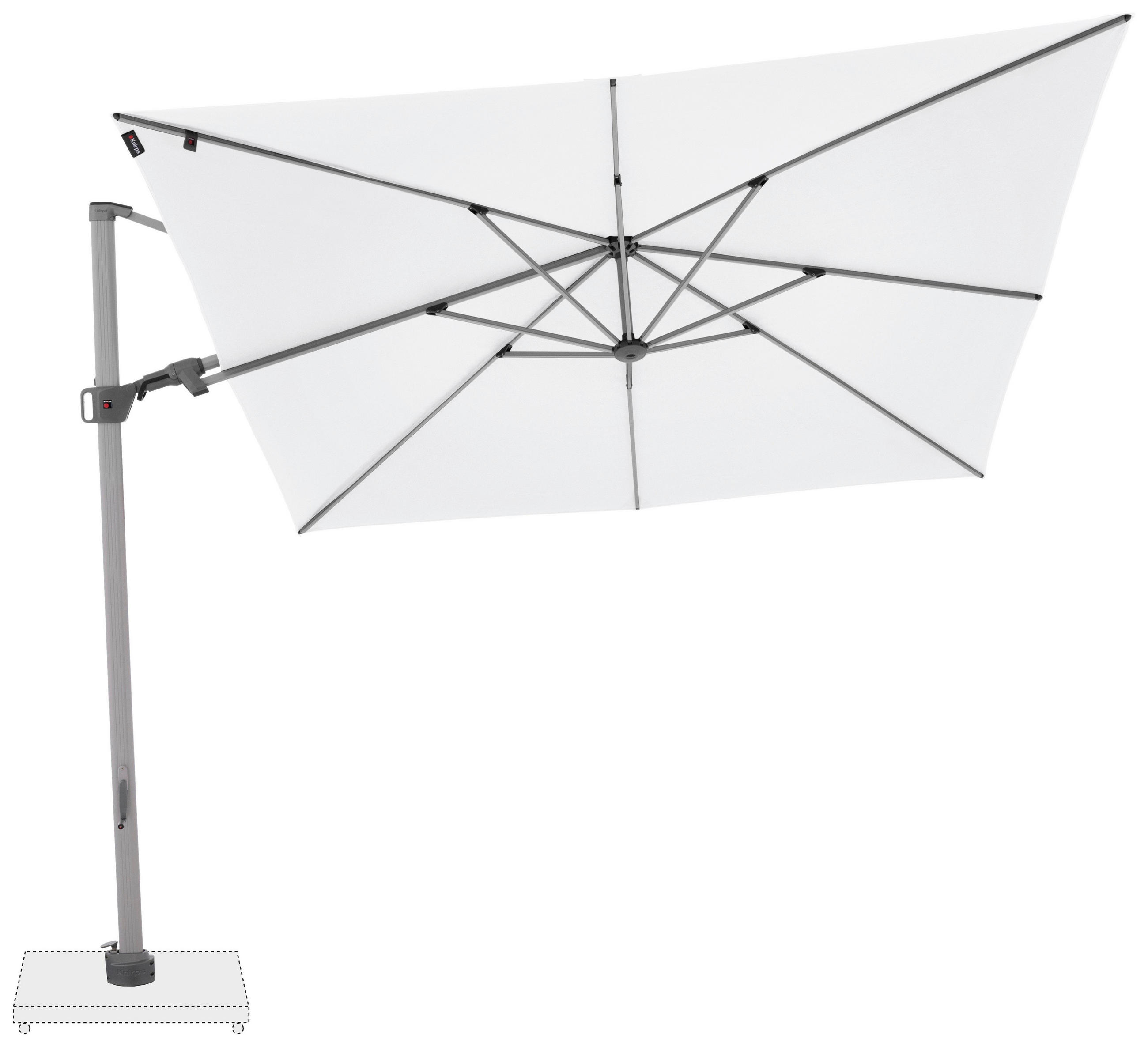 AMPELSCHIRM 275 cm Weiß  - Silberfarben/Alufarben, KONVENTIONELL, Textil/Metall (275/263cm) - KNIRPS