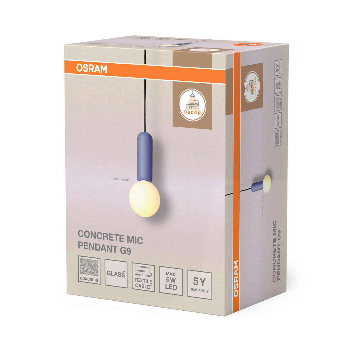 HÄNGELEUCHTE 10/120 cm  - Blau, Basics, Stein (10/120cm) - Osram