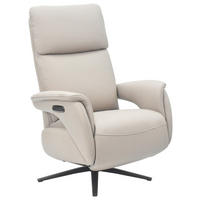 RELAXSESSEL Jessica beschichtet Kombination Echtleder/Lederlook    - Hellgrau/Schwarz, Design, Leder/Textil (74/100/89cm) - Cantus