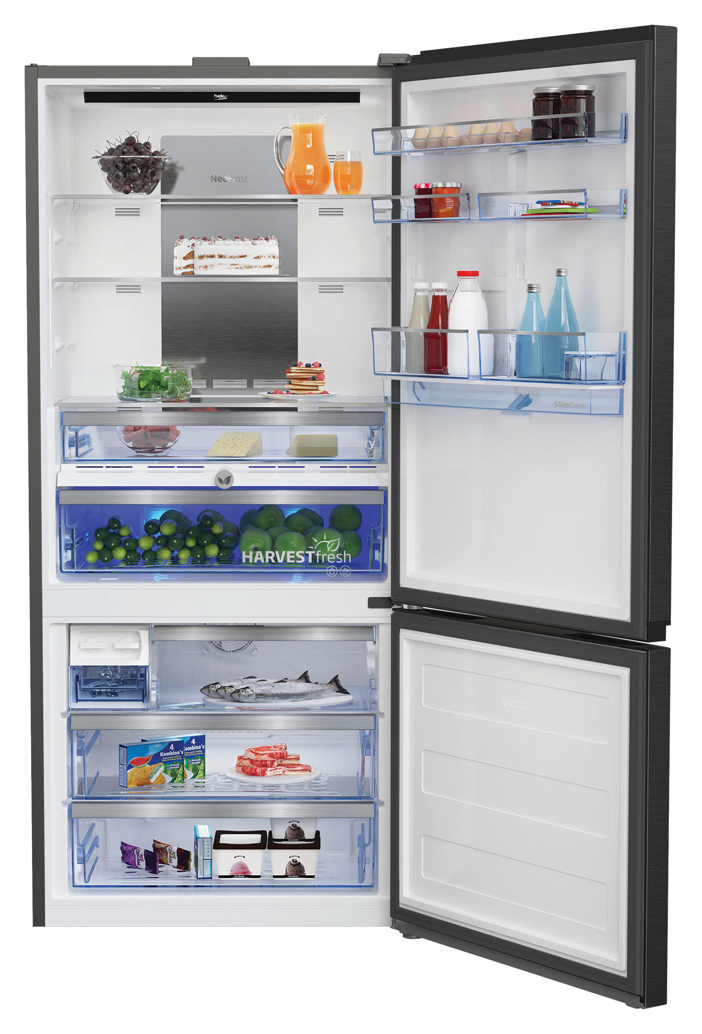 KÜHL-GEFRIER-KOMBINATION KG730  - Grau, Metall (83,2/191,5/74,7cm) - Beko