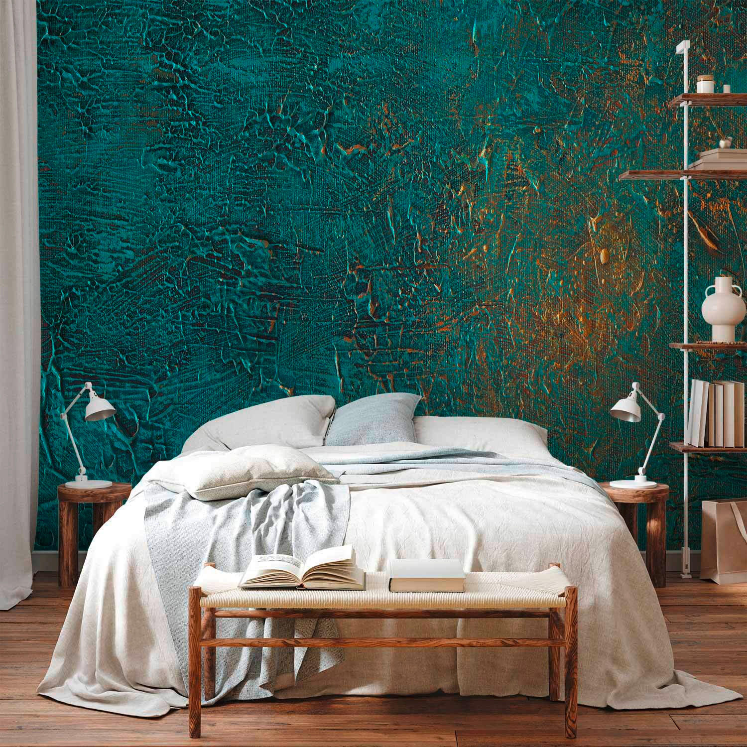 FOTOTAPETE  - Türkis/Kupferfarben, Basics, Textil (150/105cm) - artgeist