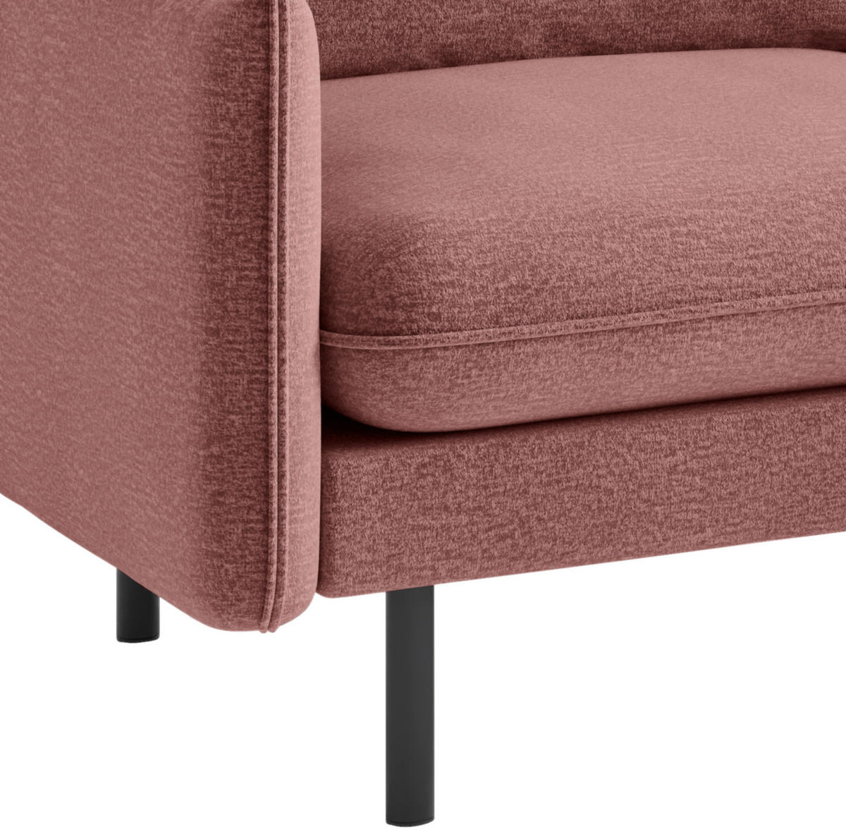 ECKSOFA in Flachgewebe Altrosa  - Altrosa/Schwarz, Design, Textil/Metall (267/204cm) - Livetastic