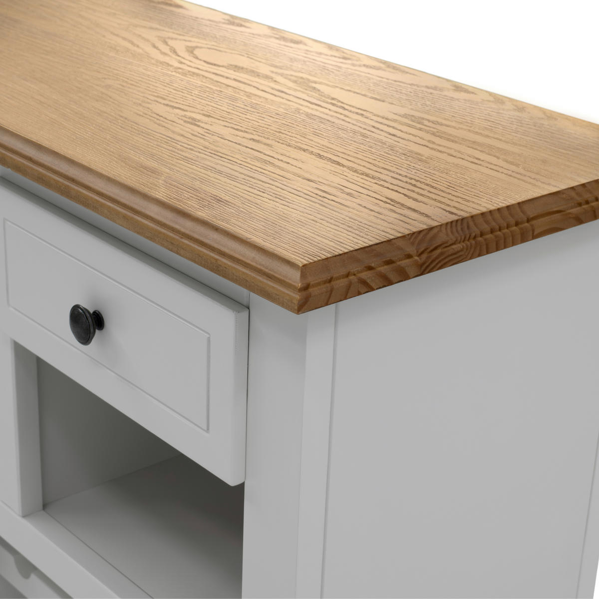 BAR Kiefer massiv Weiß, Eichefarben  - Eichefarben/Silberfarben, MODERN, Holz/Holzwerkstoff (105/110/42cm) - MID.YOU