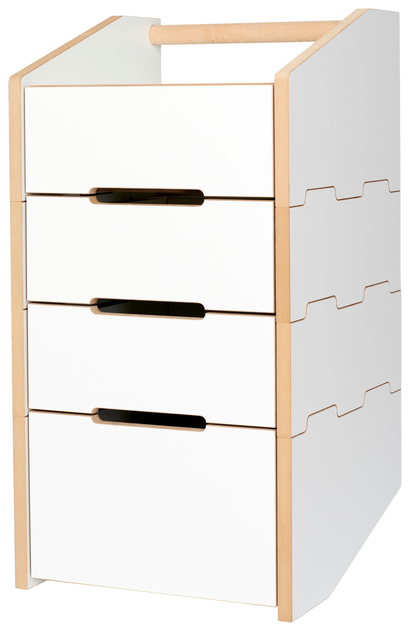 ROLLCONTAINER Weiß, Buchefarben  - Buchefarben/Weiß, MODERN, Holzwerkstoff/Kunststoff (39/75,6/40cm) - Tojo