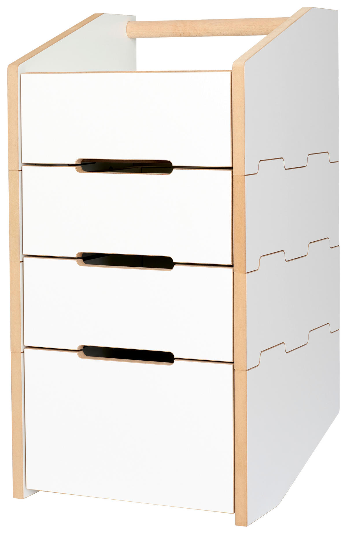 ROLLCONTAINER Weiß, Buchefarben  - Buchefarben/Weiß, MODERN, Holzwerkstoff/Kunststoff (39/75,6/40cm) - Tojo