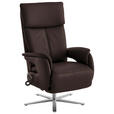 RELAXSESSEL in Leder Dunkelbraun  - Edelstahlfarben/Dunkelbraun, Design, Leder/Metall (70/124/85cm) - Cantus