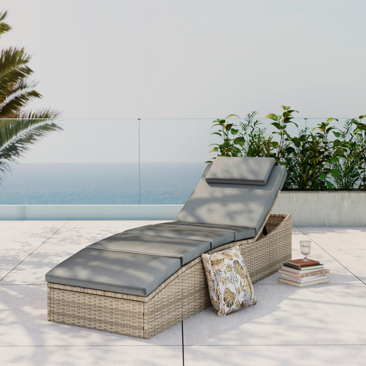 GARTENLIEGE 190/80/60 cm  - Grau, MODERN, Kunststoff/Textil (190/80/60cm) - Ambia Garden