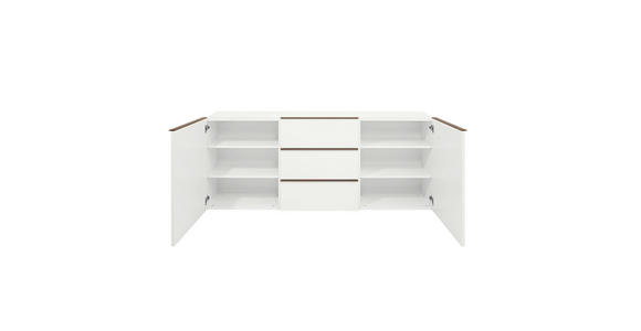 SIDEBOARD Hochglanz, lackiert, matt, Mattlack, Wasserlack Nussbaumfarben, Weiß - Nussbaumfarben/Weiß, Design, Holzwerkstoff (195/81/44cm) - DIETER KNOLL