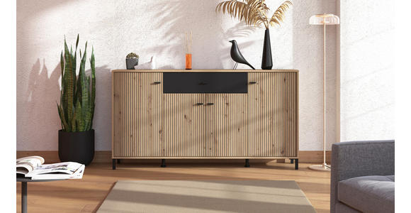 SIDEBOARD in 170/90/40 cm - Schwarz/Eiche Artisan, Basics, Holzwerkstoff/Kunststoff (170/90/40cm) - Carryhome