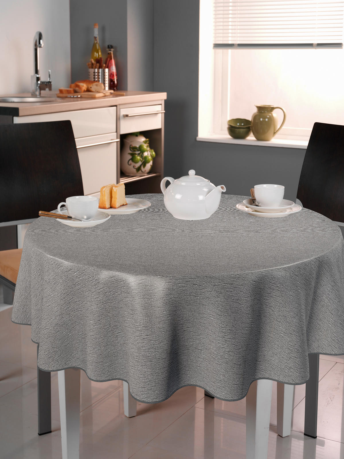 TISCHDECKE MILANO 140 cm  - Grau, Basics, Textil (140cm) - Peyer Syntex