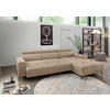 ECKSOFA Hellbraun Chenille  - Hellbraun/Schwarz, KONVENTIONELL, Textil/Metall (276/188cm) - Livetastic