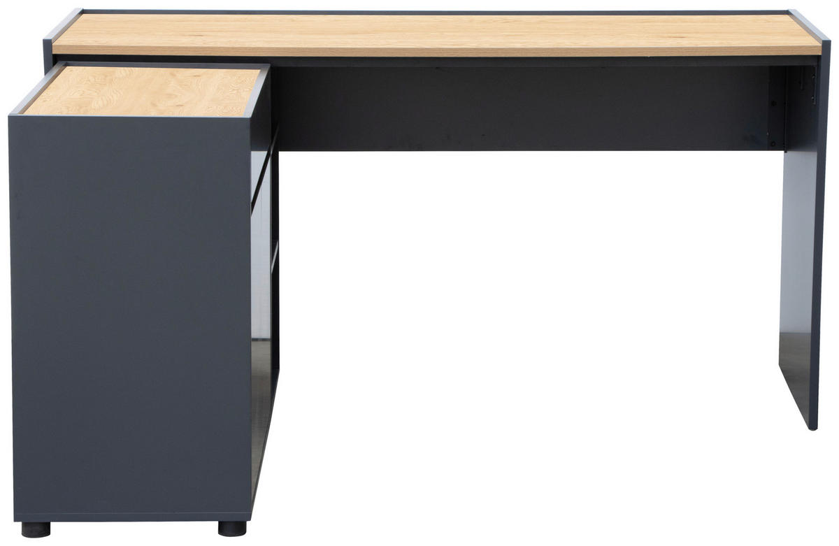 ECKSCHREIBTISCH  in Schwarz, Eichefarben  - Eichefarben/Schwarz, MODERN, Holzwerkstoff (150/76,5/136,5cm) - MID.YOU