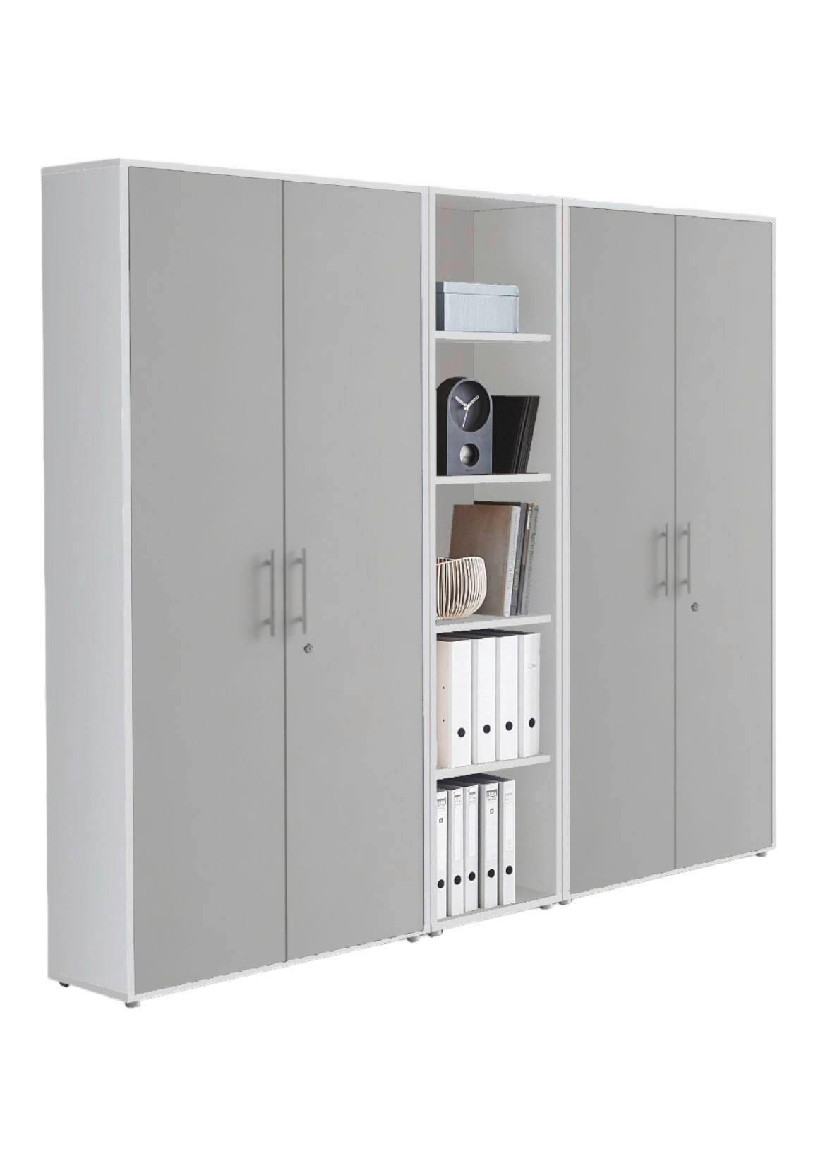 Mid.you Aktenschrank Office Edition Weiß, Hellgrau 212.9x185.6x33 cm
