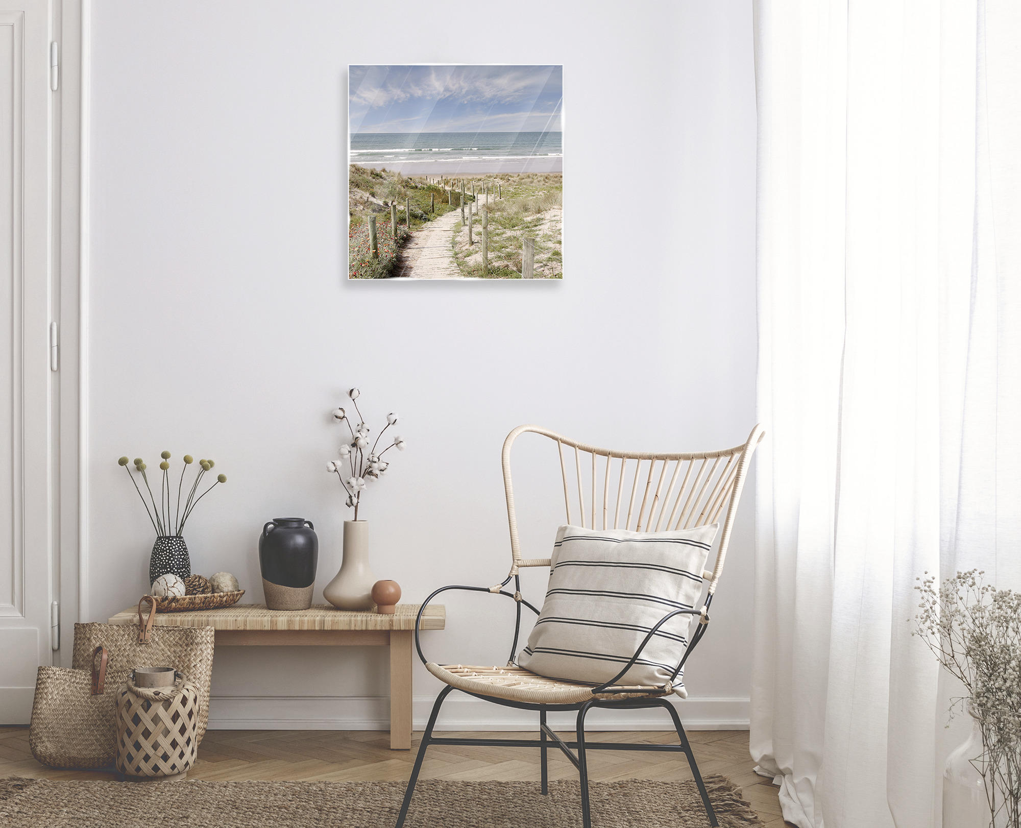 GLASBILD Strand & Meer 50/50 cm  - Multicolor, Natur, Glas (50/50cm) - Euroart