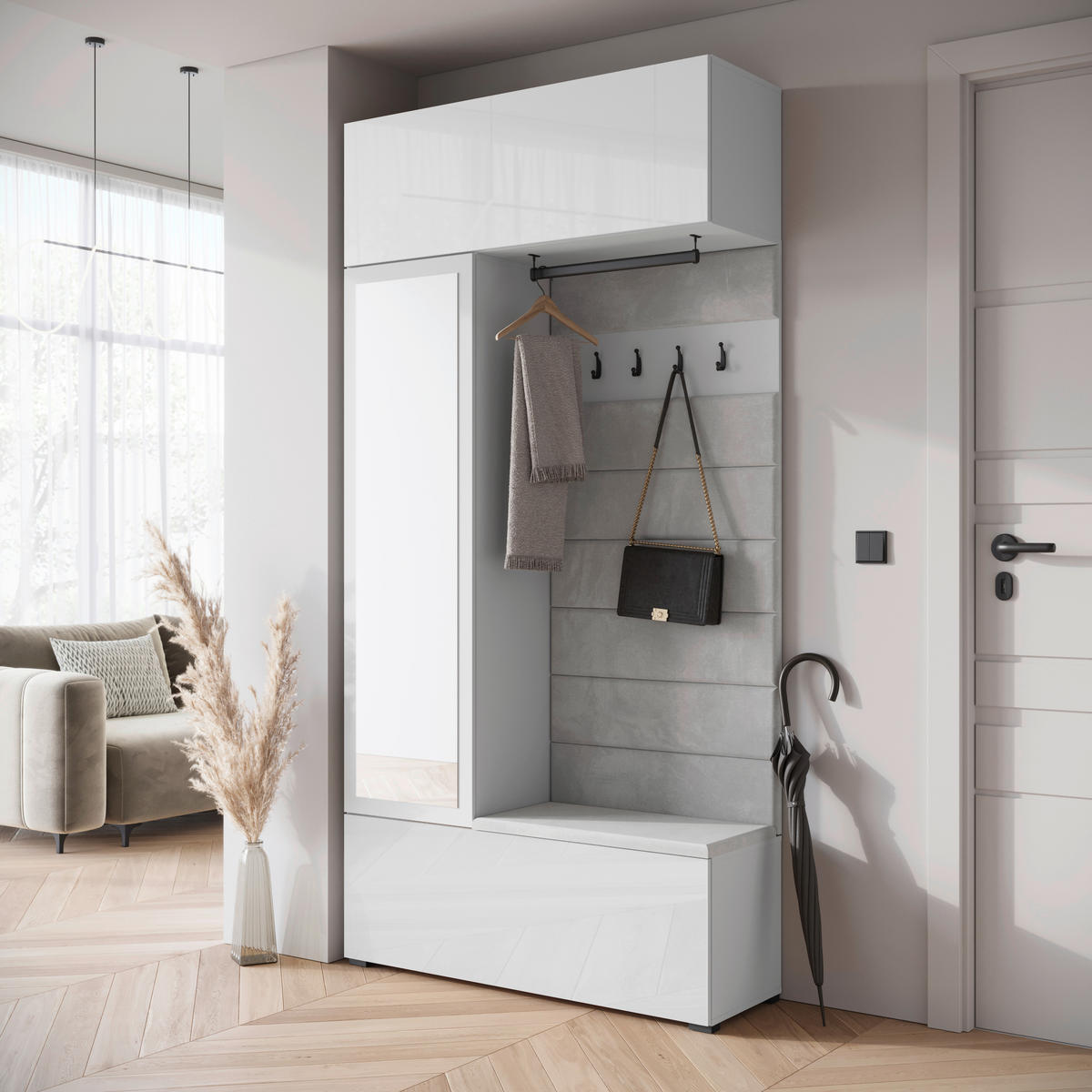 GARDEROBE  in 115/231,9/37,5 cm  - Weiss Hochglanz/Weiss, Trend, Holzwerkstoff (115/231,9/37,5cm) - Livetastic