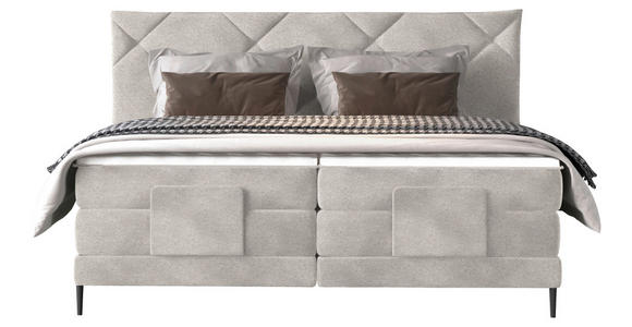 BOXSPRINGBETT 180/200 cm  in Beige  - Beige/Schwarz, KONVENTIONELL, Textil/Metall (180/200cm) - Esposa